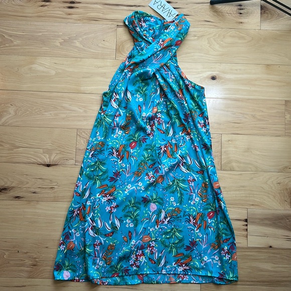 NWT Avara Tropical Floral High Neck Denielle Dress | Size Large - Picture 1 of 8
